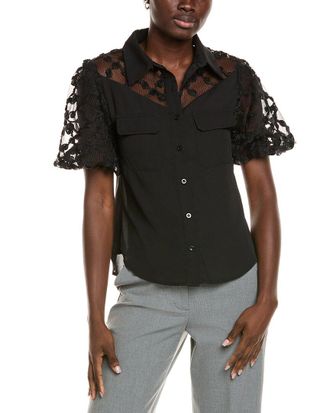 Gracia Floral Mesh Sleeve Top