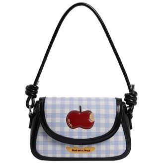 Generic PU Leather Womens Checked Crossbody Bag with Adjustable Strap Fashionable Shoulder Bag for Everyday Shopping Travel