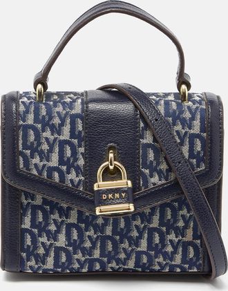 DKNY Dkny Blue Signature Canvas And Leather Top Handle Bag
