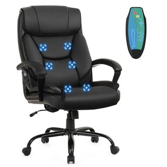 Costway Costway Executive Chair 6 Point Massage 360 Swivels Adjustable High Back Office Chair in Black