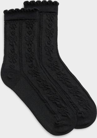 Simons Womens Embossed bow ankle socks