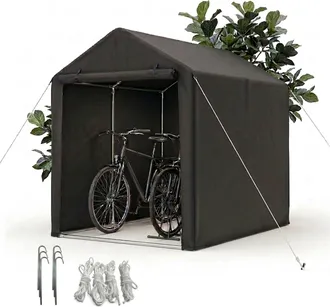 Relaxdays Relaxdays Garaje M&oacute;vil Para 2 Bicicletas, 160x120x180 Cm, Ventana Enrollable, Puerta Con Cremallera, Negro