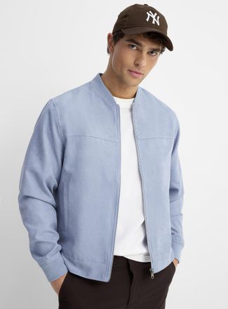 Le 31 Mens Faux-suede bomber jacket