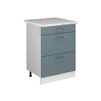 Vicco Mueble Bajo De Cocina R-line, Gris Azulado, 60 Cm Con Cajones Y Encimera, Vicco