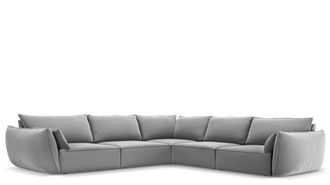 BLOOMINGLOFT Grosses 7-Sitzer Design Ecksofa Vanda mit Samtbezug