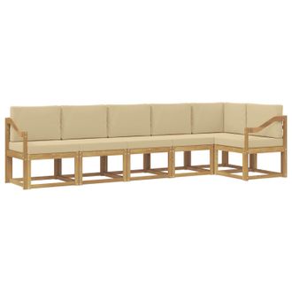vidaXL Conjunto De Sof&aacute;s De Exterior Con Coj&iacute;n 6 Pcs Y Beige Poli&eacute;ster Vidaxl