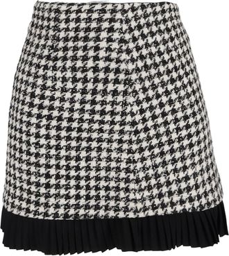 Sandro Sandro Paris minirok met pied-de-poulepatroon in zwarte wollen tweed