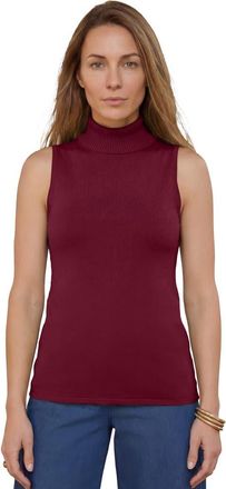 Jessica London Carefree Cashmere Sleeveless Turtleneck Shell in Merlot at Nordstrom, Size 24