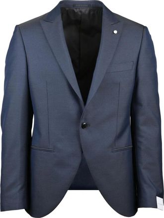 Luigi Bianchi Mantova Jassen, Heren, Blauw, S, Wol, Giacca Mezzo Tight