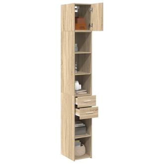 Berkfield Home Slim Storage Cabinet Sonoma Oak 30x42.5x225 cm Engineered Wood in Light Tan