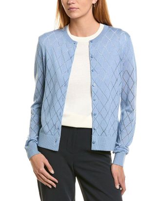 Brooks Brothers Pointelle Diamond Wool-Blend Cardigan