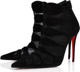 Christian Louboutin Circus Max Pointed Toe Bootie in B439 Black/Lin Black at Nordstrom, Size 10Us