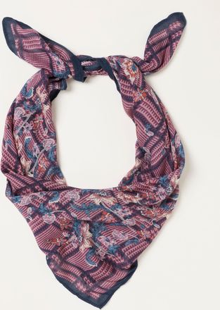 Fat Face FatFace Pink Check Floral Printed Square Scarf