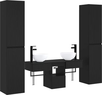 vidaXL Juego De Muebles De Ba&ntilde;o 5 Uds. Negro 33 X 34,5 X 160 Cm Vidaxl
