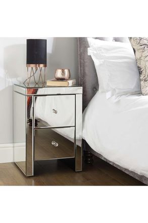 Birlea Seville 2 Drawer Bedside Mirrored in Silver