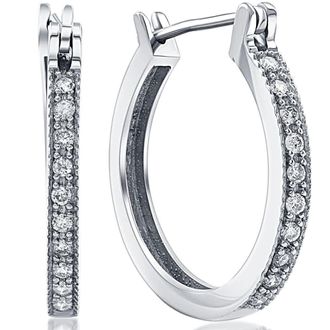 Pompeii3 1/4ct Diamonds Hoops Milgrained 14K White Gold