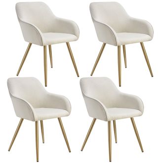 TecTake Dining Chair Marilyn Set Of 4 - Cream/Gold in Cream | Size: 4 Pack