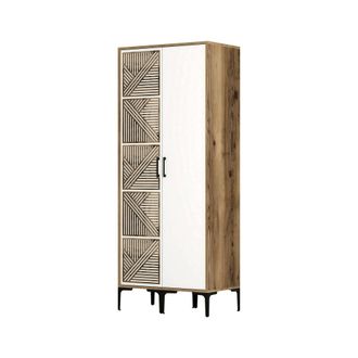 Dmora Armario 2 Puertas Algol, Muebles De Dormitorio, Vestidor, Armario De Ropa, 80x201h48 Cm, Nogal Y Blanco, Con Embalaje Reforzado - Dmora