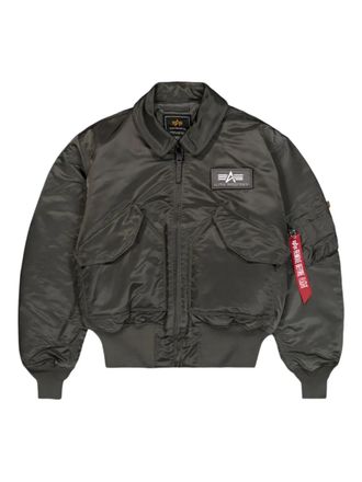 Alpha Industries logo-detail ribbed bomber jacket - Grijs