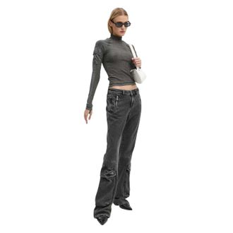 Diesel Unisex raglan-T-shirt voor volwassenen met verweerde look (Mengsel van vulkanische as)