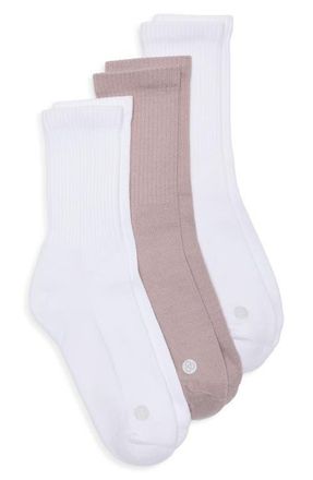 Zella 3-Pack Crew Socks in Purple Dove at Nordstrom, Size 9-12