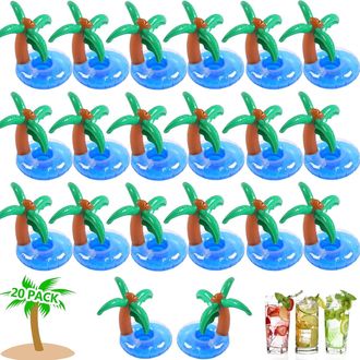 No Brand Soportes Inflables Para Bebidas Con Forma De Palmera (20 Unidades) Flotadores Para Bebidas Con Forma De Palmera Para Piscina