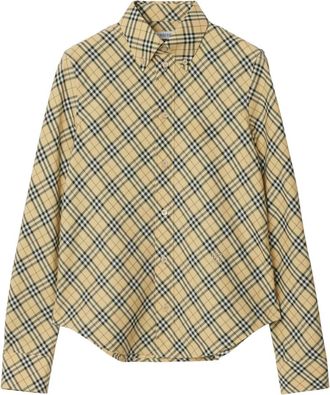 Burberry checked cotton shirt - women - Mother of Pearl/Cotton - 6 - Neutrals