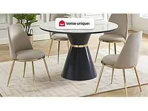 Vente-Unique Sedia in Velluto e Metallo dorato Beige - Lotto di 2 - NEBINA di Pascal MORABITO