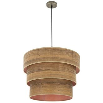 Fabrilamp Colgante Triple Smile 3xe27 Cuero/madera Oscura Regx50x50 Cm