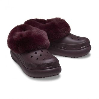 Crocs Furever Crush 208446-6WD Clog Red Faux-Fur Casual Shoes JAX1225
