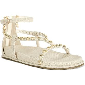 Azalea Wang Nautyca Stud Embellished Ankle-Strap Sandal in Natural at Nordstrom, Size 7.5