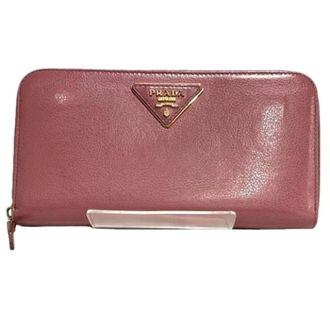 Prada Pre-owned Wallets, female, Pink, Size: ONE SIZE Pre-owned Leather Long Wallet