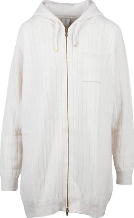 Eleventy Maglia Over con Zip - Dames - Vesten - Wit - M - Wol - Truien & Vesten