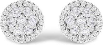 House of Brilliance Certified 14K Gold 1.0 Cttw Diamond Cluster Button Stud Earrings in White at Nordstrom
