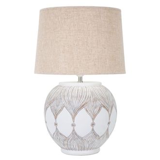 Mauro Ferretti L&aacute;mpara de mesa en resina blanca con pantalla beige &oslash; cm 38x59