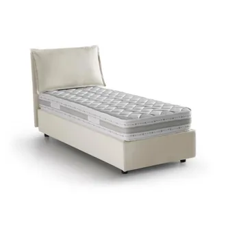 Dmora Dmora - Cama Individual Daugust, Cama Contenedor Con Revestimiento De Tela, 100% Made In Italy, Apertura Frontal, Con Colch&oacute;n Cm 80x190 Incluido, Beig