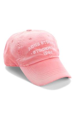 Acne Studios Cuddy Distressed Sun Kissed Ball Cap in Red at Nordstrom