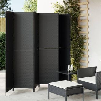 Berkfield Home Room Divider 6 Panels Black Poly Rattan