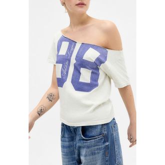 BDG Off the Shoulder Logo Graphic T-Shirt in Grey Marl at Nordstrom, Size X-Small