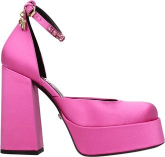 Versace Roze Satijnen Platform Pumps met Strass - Dames - Pumps - Roze - 36 1/2 EU - Satijn - Schoenen