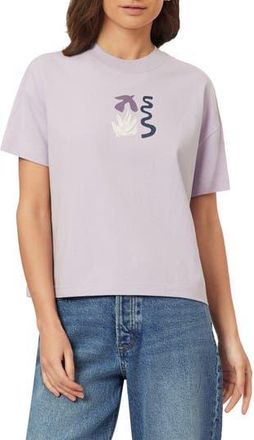 Scotch & Soda Dyed Boxy Crop Graphic T-Shirt in Iris at Nordstrom Rack, Size X-Small