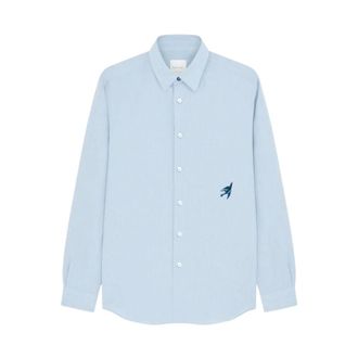 Paul Smith Casual Shirts, male, Blue, Size: 2XL Camicia Ricamo Rondine