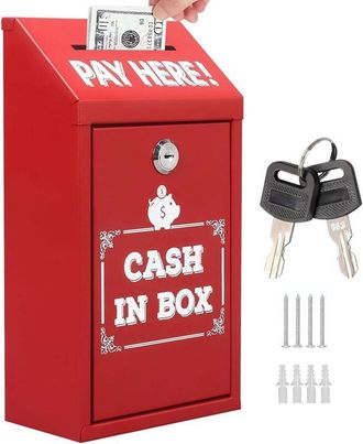 OEM Caja Met&aacute;lica De Donaciones Para Montaje En Pared Con Cerradura De Ranura Para Llave, Recolector Seguro, F&aacute;cil Instalaci&oacute;n En Interiores - Ulisem