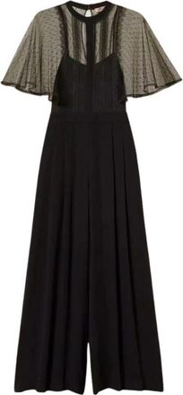 Twinset Cr&ecirc;pe en plumetis tule jumpsuit - Dames - Jumpsuits - Zwart - S - Tule - Jumpsuits & Playsuits