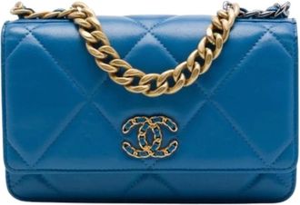 Chanel Pre-owned 19 Wallet on Chain - - Pre-owned - Donna - Blu - ONE SIZE