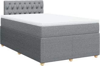 vidaXL Cama Box Spring Con Colch&oacute;n Tela Gris Claro 120x190 Cm Vidaxl