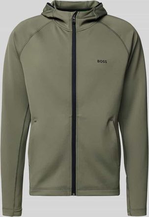 HUGO BOSS Regular Fit Trainingsjacke aus schnell trocknendem Gewebe Modell SICON ACTIVE in Oliv, Gr&ouml;&szlig;e XXL