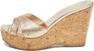 Jimmy Choo London Sandali con glitter e design a incrocio - Oro