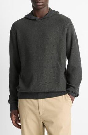 Vince Geometric Jacquard Wool & Cashmere Blend Hoodie in Driver Green/Coastal at Nordstrom Rack, Size X-Large