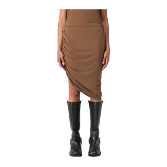 Helmut Lang Midi Skirts, female, Brown, Size: M Asymmetrical Draped Mini Dress